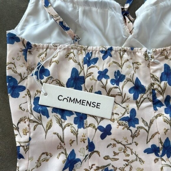 Commense Floral Print Knotted Irregular Hem Long Dress - Picture 11 of 11